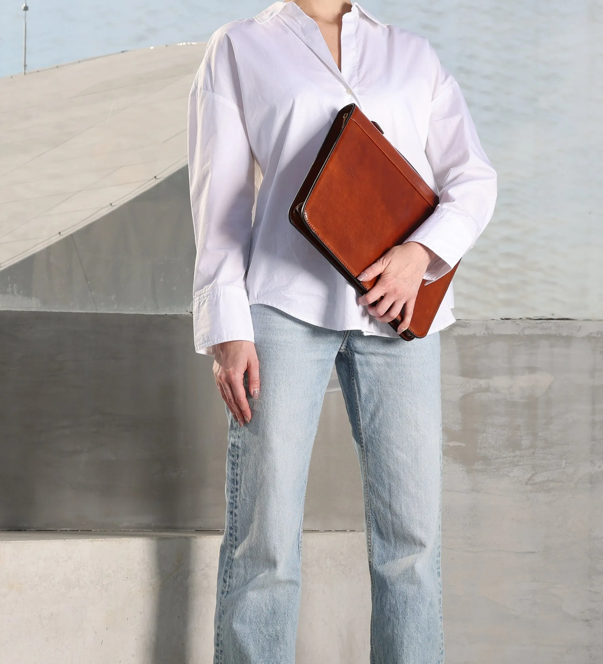 Womens Leather Portfolio with Binder - Joy in the Morning