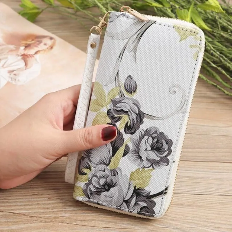 Women's Long Floral Print Clutch Wallet