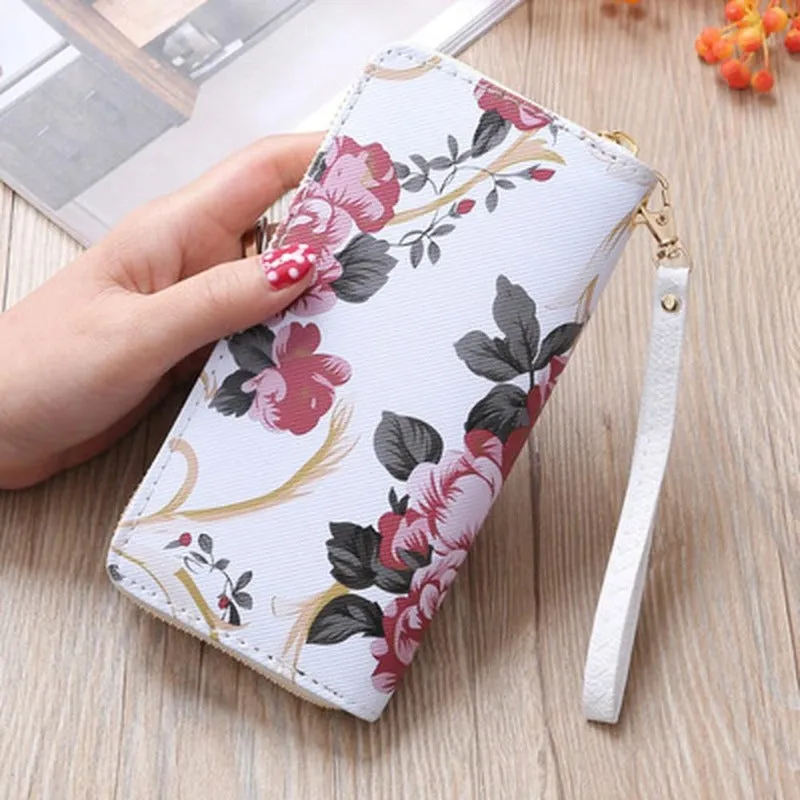 Women's Long Floral Print Clutch Wallet