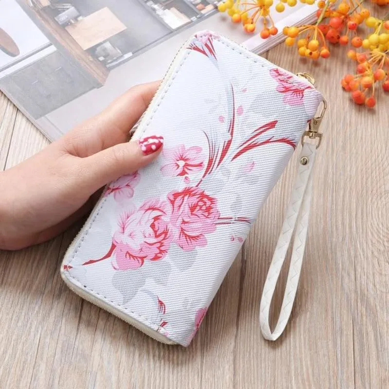 Women's Long Floral Print Clutch Wallet