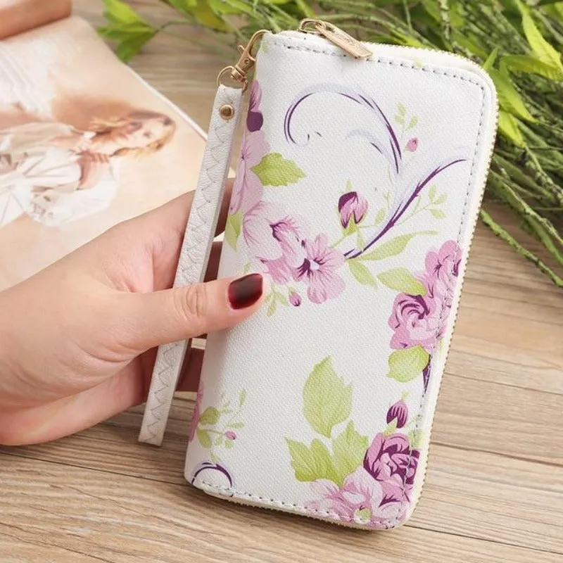 Women's Long Floral Print Clutch Wallet