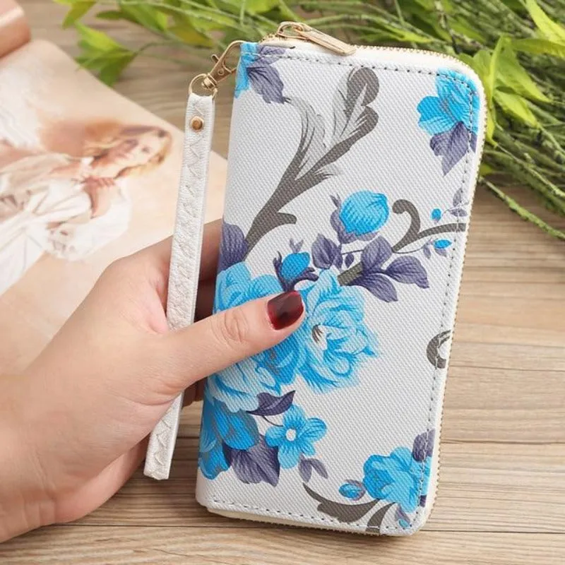 Women's Long Floral Print Clutch Wallet