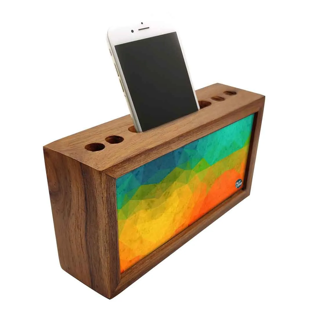 Wooden desk caddy Pen Mobile Stand - Multicolor