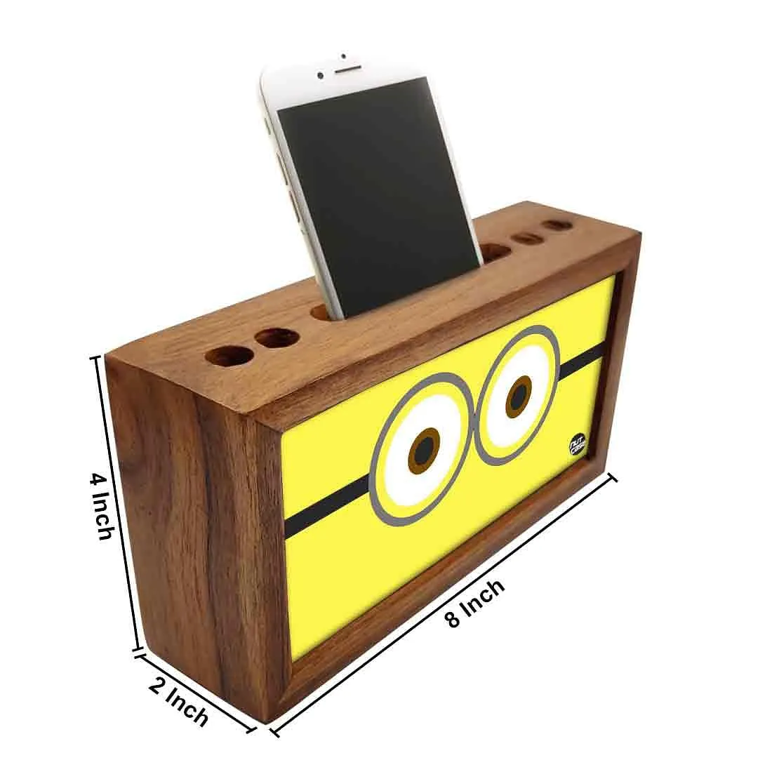 Wooden Desk Organizers Pen Stand for Mobile Holder - Cute Eyes