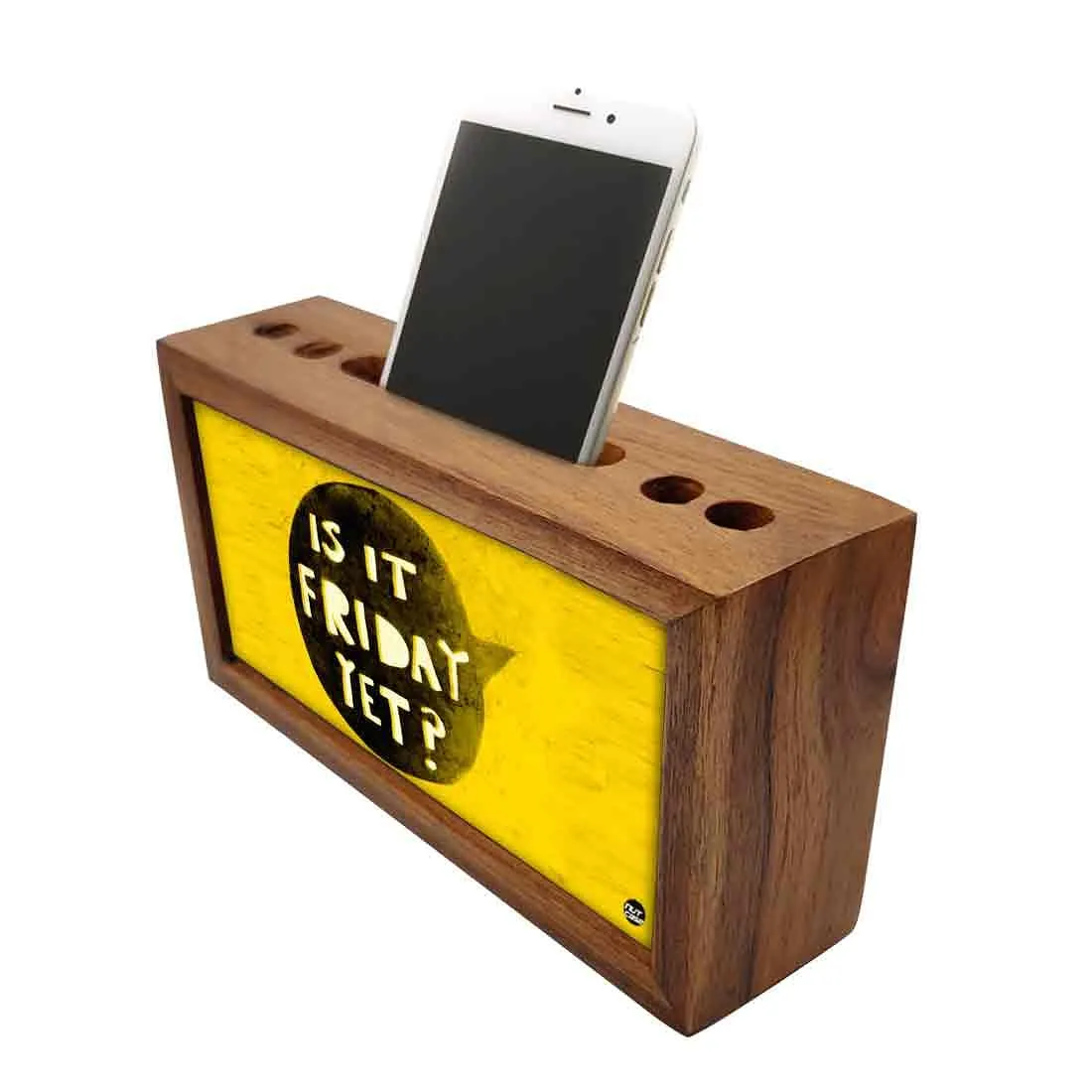 Wooden Stationery Organiser Pen Mobile Stand - Is It Friday