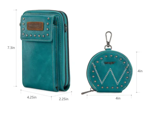 Wrangler Turquoise Crossbody Cell Phone Purse With Wallet WG48S-270DTQ