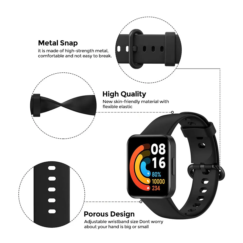 Xiaomi Redmi Watch 2 Lite Band   Watch Case| Silicone Straps Wristband Sport Band |  Black