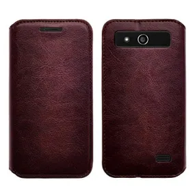 ZTE Speed Case | Maven | Atrium | Scend | Overture 2 | Fanfare Magnetic Fold[Kickstand] Pu Leather Wallet Case with ID & Credit Card Slots for ZTE Speed - Brown