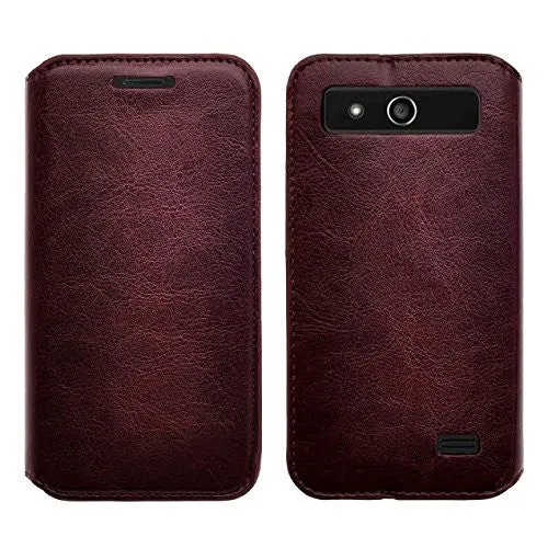 ZTE Speed Case | Maven | Atrium | Scend | Overture 2 | Fanfare Magnetic Fold[Kickstand] Pu Leather Wallet Case with ID & Credit Card Slots for ZTE Speed - Brown