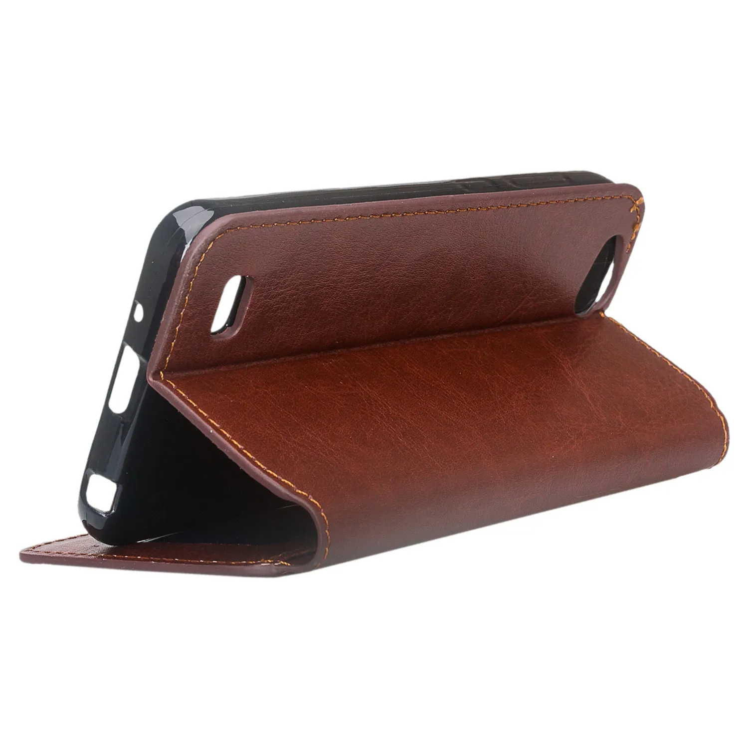 ZTE Tempo X Case, Tempo Go, Blade Vantage, Avid 4, ZFive C, ZFive G, N9137, Z557BL, Z558VL, Slim Flip Fold [Kickstand] Faux Leather Wallet Cover w/ Slots & Pocket - Brown